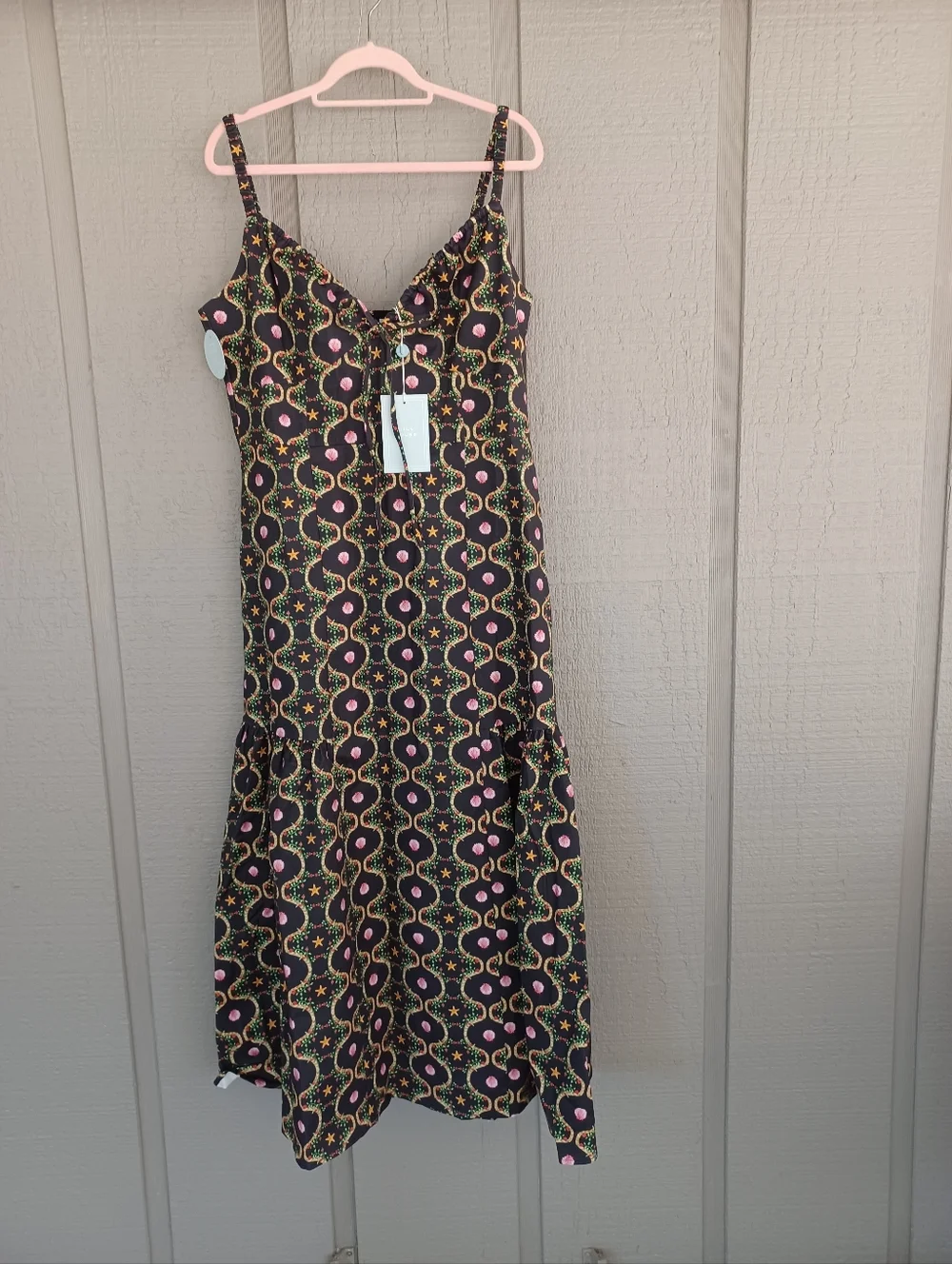 Hill House The Lillie Dress Size XXL Cotton Blend In Cisco Trellis Black Multi